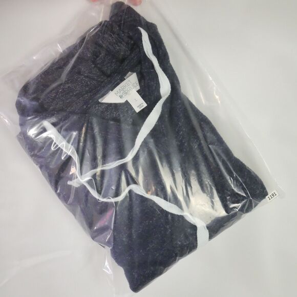 Market & Spruce Womens Size L Hoodie Navy Soft Knit Drawstrng Pullover Pockets - Picture 13 of 13